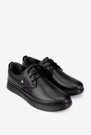 Pantofi casual barbati din piele naturala neagra