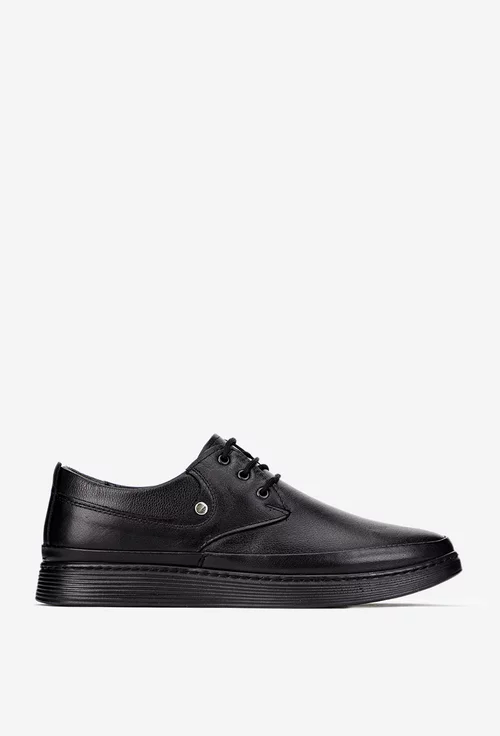 Pantofi casual barbati din piele naturala neagra