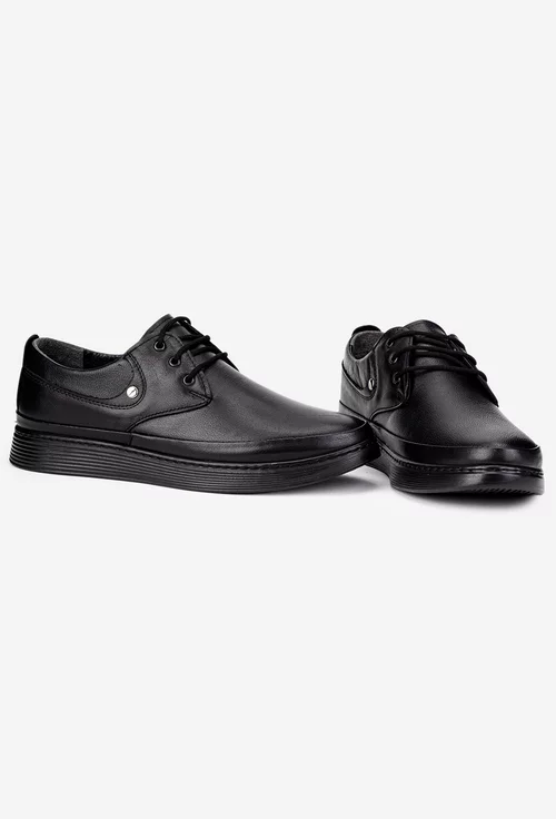 Pantofi casual barbati din piele naturala neagra