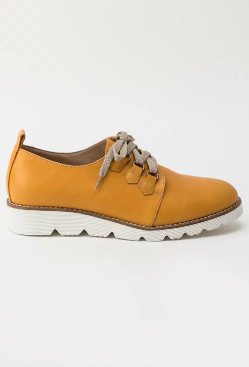 Pantofi casual galben mustar din piele naturala Sonora