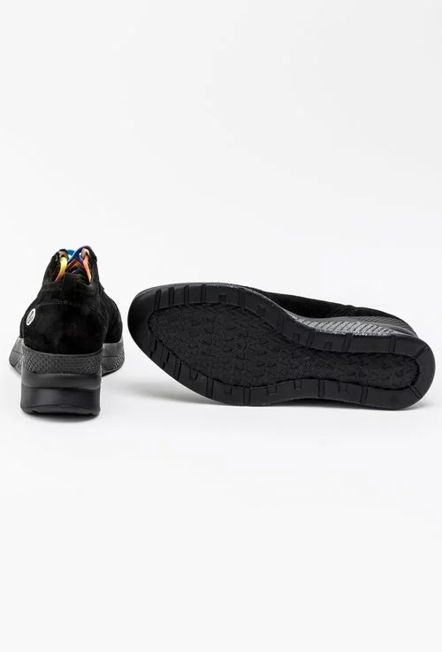 Pantofi casual negri din piele naturala intoarsa Jil