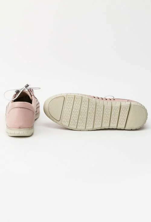Pantofi casual perforati roz pudrat din piele naturala Luke