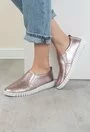 Pantofi casual roz metalizat din piele naturala Debora