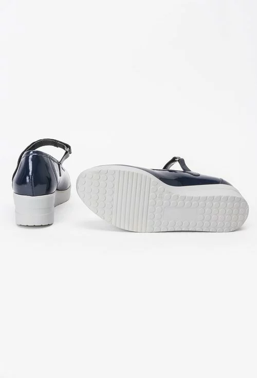 Pantofi din piele naturala cu platforma albastri Telly