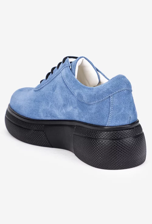 Pantofi dama albastri din piele intoarsa