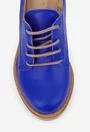 Pantofi dama albastri din piele naturala cu toc masiv