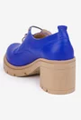 Pantofi dama albastri din piele naturala cu toc masiv