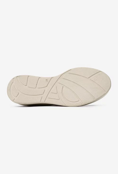 Pantofi dama albi cu bej din piele cu elastic