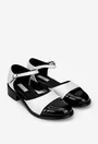 Pantofi dama albi cu negru din piele