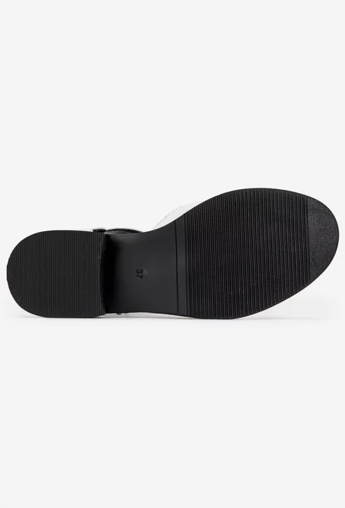Pantofi dama albi cu negru din piele naturala