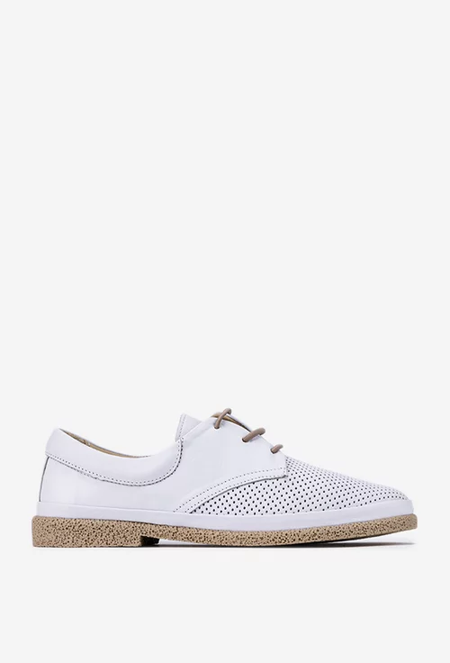 Pantofi dama albi din piele