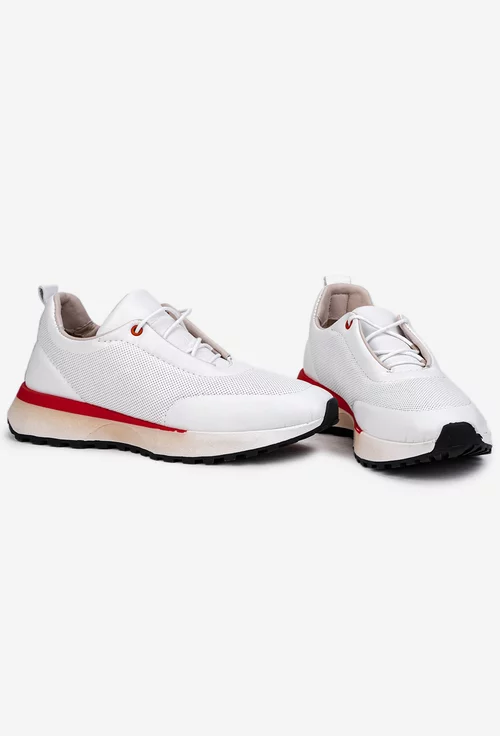 Pantofi dama albi din piele cu aspect perforat