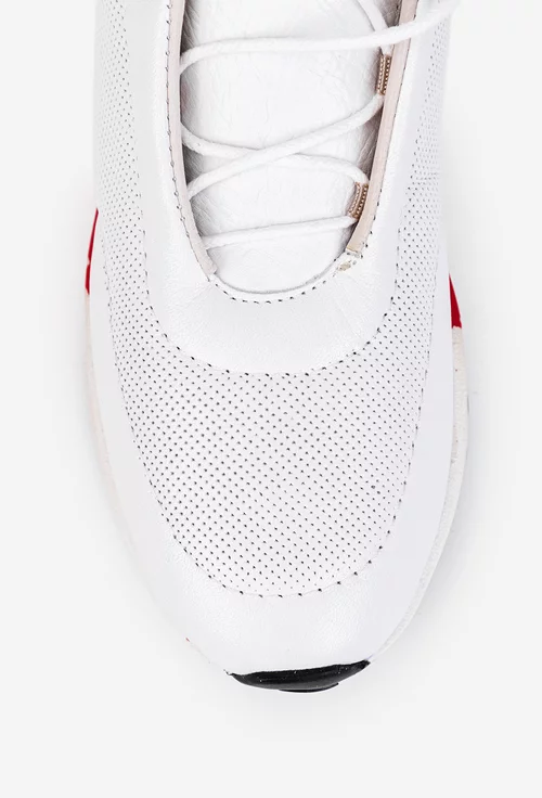 Pantofi dama albi din piele cu aspect perforat