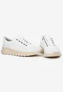Pantofi dama albi din piele cu aspect perforat