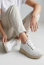 Pantofi dama albi din piele cu aspect perforat
