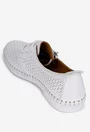 Pantofi dama albi din piele cu model perforat
