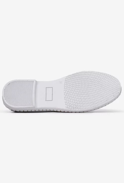 Pantofi dama albi din piele cu model perforat