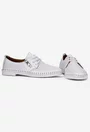 Pantofi dama albi din piele cu model perforat