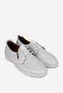 Pantofi dama albi din piele cu model perforat