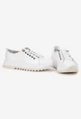 Pantofi dama albi din piele cu siret elastic