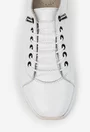 Pantofi dama albi din piele cu siret elastic