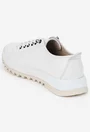 Pantofi dama albi din piele cu siret elastic