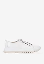 Pantofi dama albi din piele cu siret elastic