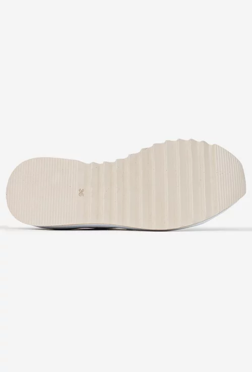 Pantofi dama albi din piele cu siret elastic