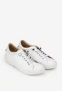 Pantofi dama albi din piele cu siret elastic