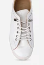 Pantofi dama albi din piele cu siret elastic