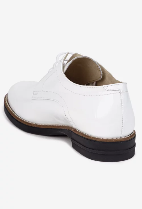 Pantofi dama albi din piele lacuita