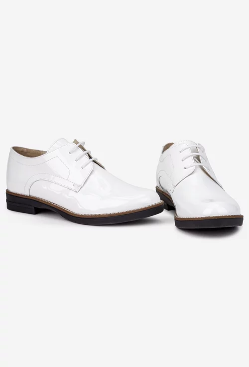Pantofi dama albi din piele lacuita
