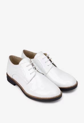 Pantofi dama albi din piele lacuita