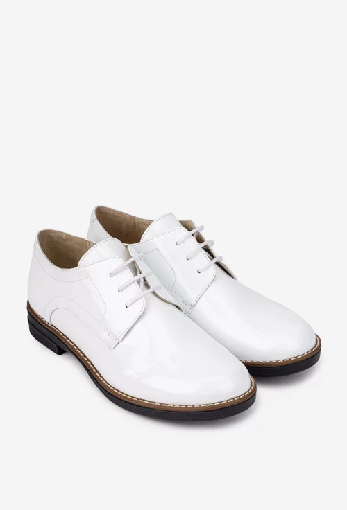 Pantofi dama albi din piele lacuita