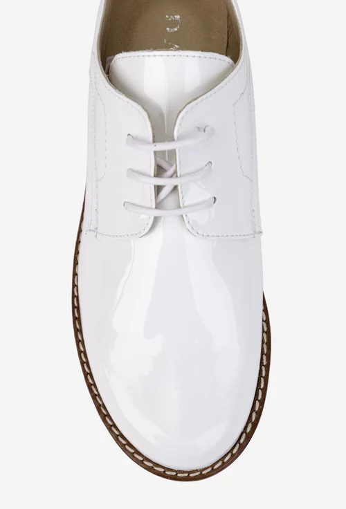 Pantofi dama albi din piele lacuita