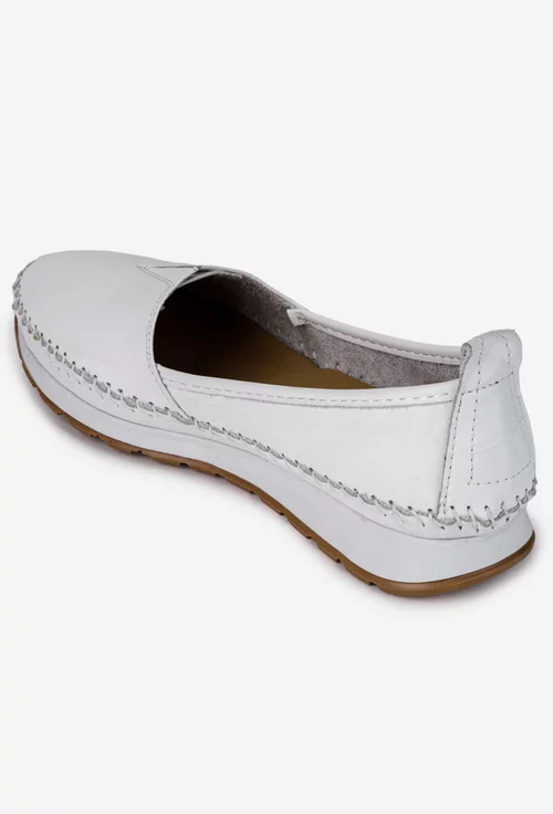 Pantofi dama albi din piele naturala