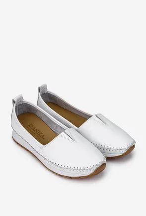 Pantofi dama albi din piele naturala