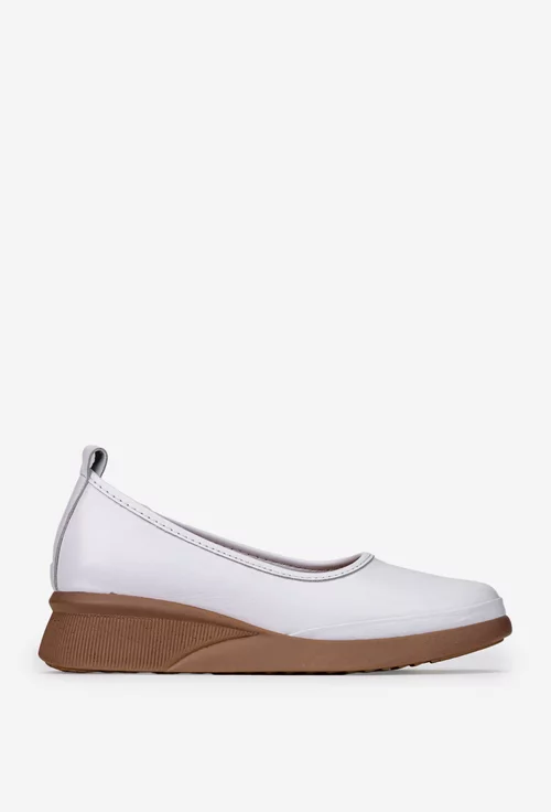 Pantofi dama albi din piele naturala