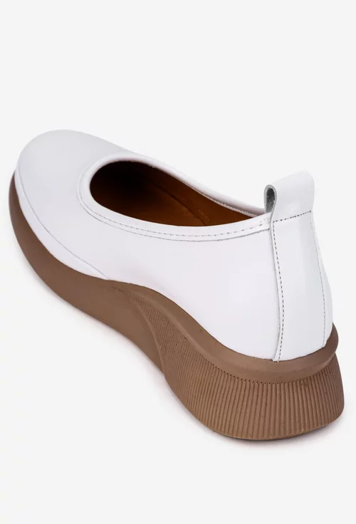 Pantofi dama albi din piele naturala
