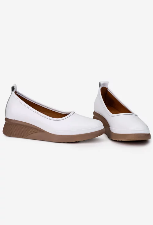 Pantofi dama albi din piele naturala