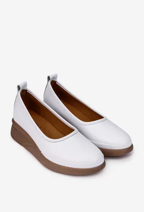 Pantofi dama albi din piele naturala