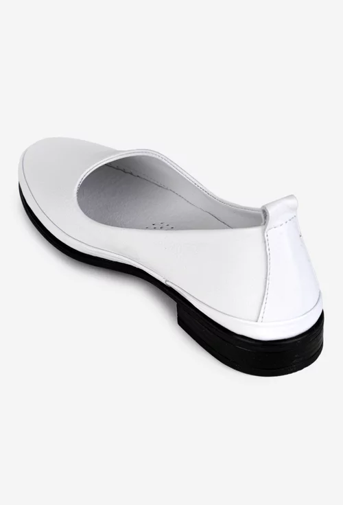 Pantofi dama albi din piele naturala