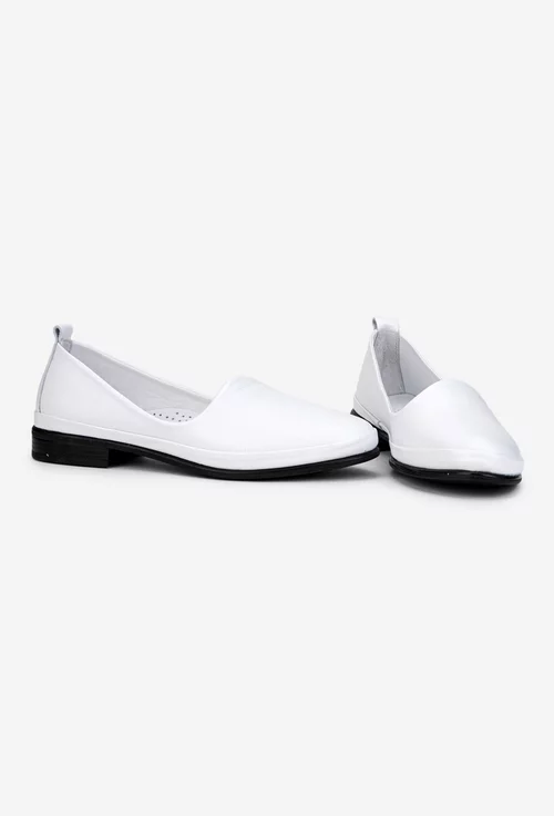 Pantofi dama albi din piele naturala