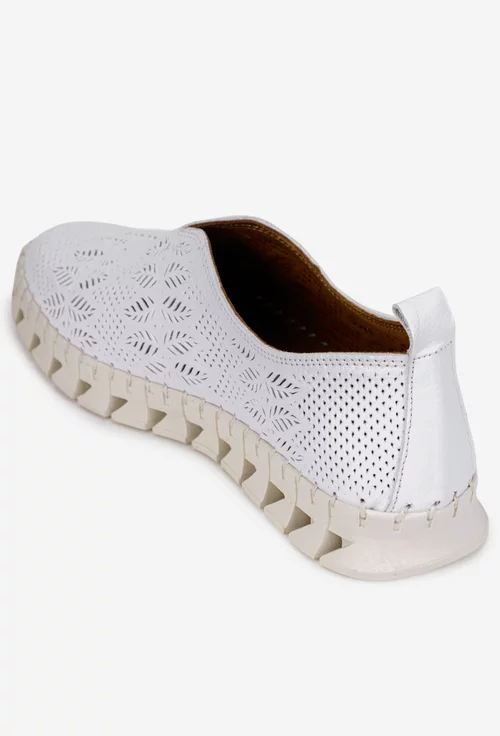 Pantofi dama albi din piele naturala