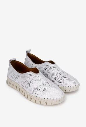 Pantofi dama albi din piele naturala