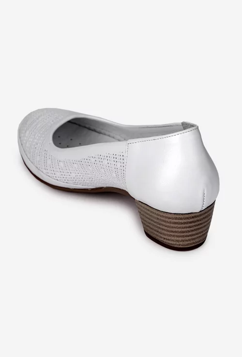 Pantofi dama albi din piele naturala