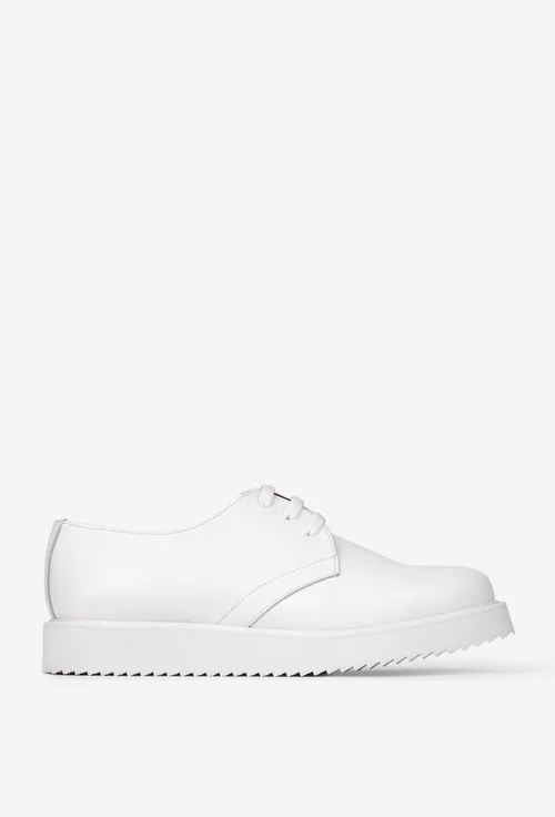 Pantofi dama albi din piele naturala