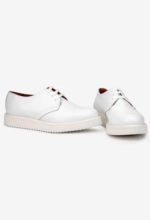 Pantofi dama albi din piele naturala