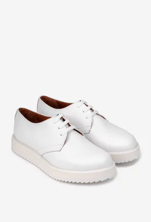 Pantofi dama albi din piele naturala