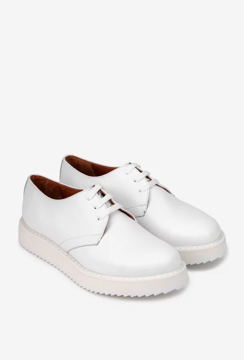 Pantofi dama albi din piele naturala